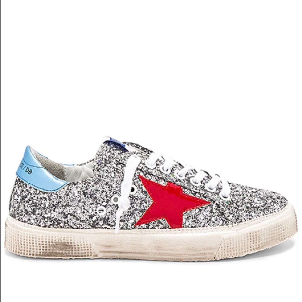 GOLDEN GOOSE – May glittered leather sneakers